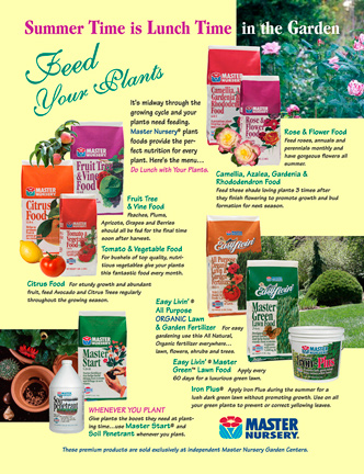 Print ads and graphic design for Master Nursery's Feed Your Plants campaign