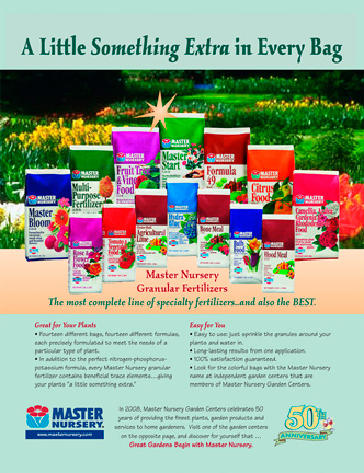 Print ads and graphic design for Master Nursery's Fertilizer campaign