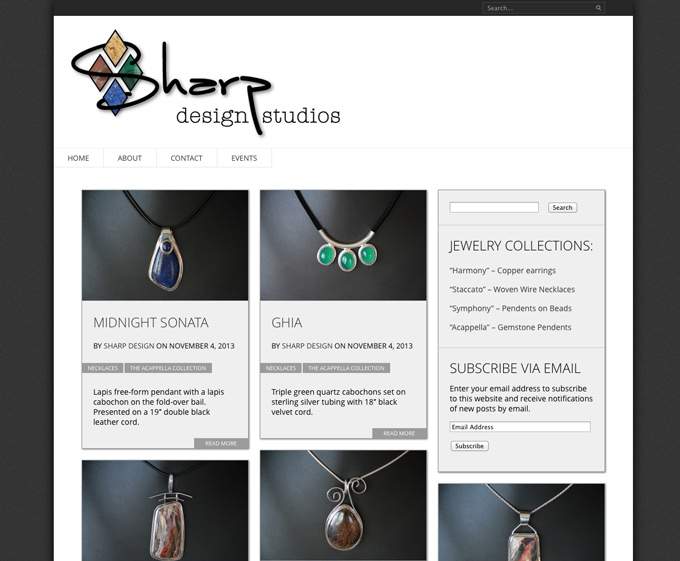 Logo Design, Graphic Design and web site for Sharp Design Jewelry