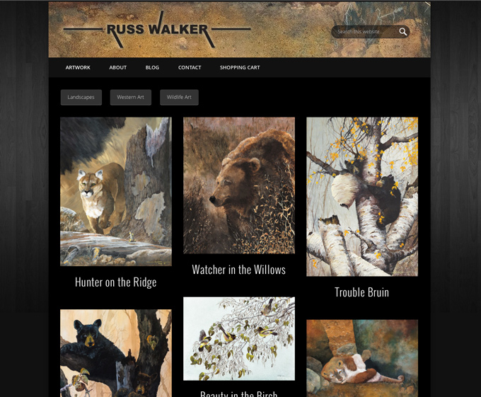 graphic design, logo, and web design for Russ Walker Fine Art